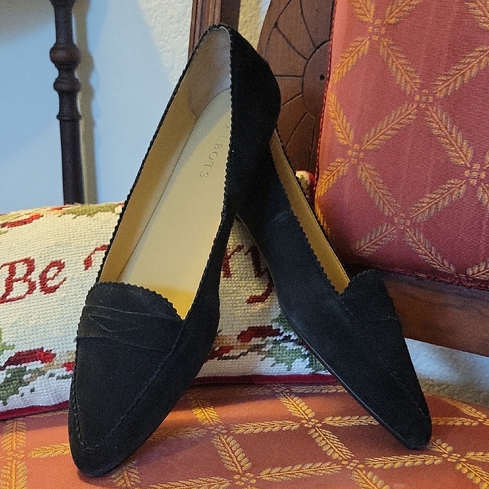 Talbots Classic Black Suede Loafers